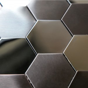 3D sort mosaikfliser Hexagon metal rustfrit stål Mosaik køkken badeværelse backsplash fliser