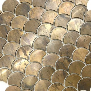 Smuk fisk skala messing indlæg fliser antik bronze spejl kobber mosaik