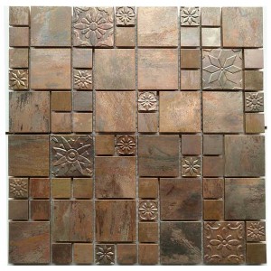 Hot Selling Square Metal Wall Copper Messing Backsplash, antik kobbermosaikfliser til dekorativt badeværelse