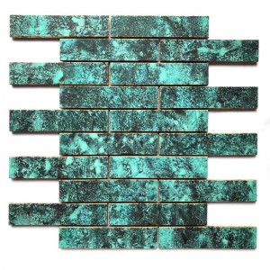 Cafe Green Subway Fanformet fiskeskala Antik metallisk messing Bronze Mosaic Wall Fliser