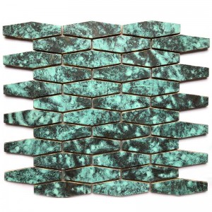 Cafe Green Subway Fanformet fiskeskala Antik metallisk messing Bronze Mosaic Wall Fliser