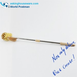 Akbrand toiletskålbørste Elastisk rustfrit stålrør med lille multifunktionel rengøringsbørste