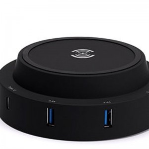 Bærbar mobiltelefon trådløs oplader med Multi Port USB-opladning Desktop Station