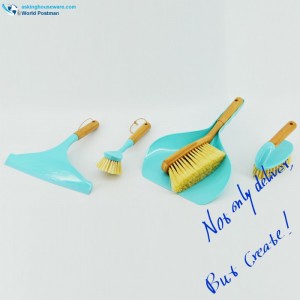 Akbrand husholdningsbambushåndtag rengøringsbørster sæt 4in1 Tiff. Farve