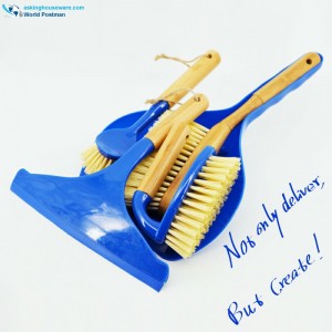 Akbrand husholdningsbambushåndtag rengøringsbørster sæt 4in1 i dybblå farve