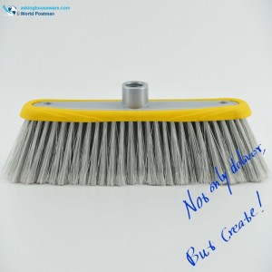 Akbrand Round Rim Plastic Broom Head med tykke bløde TPR Bordure-dobbelthul i børstebordet