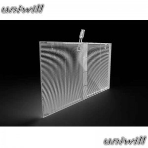 Høj kvalitet Producent fuld farve gennemsigtig LED-skærm / P3.91 vinduesglasnet led skærm