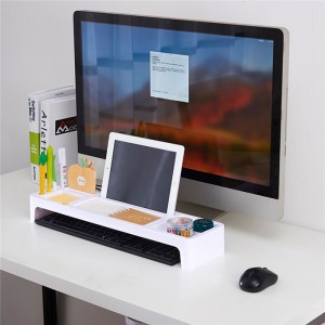 Desktop Organizer Kontoropbevaring Rack Justerbar plast skærm hylde
