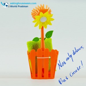 Akbrand Køkkenrensebørste og opbevaringsspandssæt med suger og svampeskur