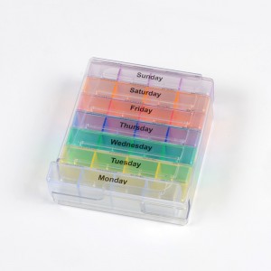 Regnbuefarve 7 dage En uge Et sæt Tower Skuffetype Oval pilleboks