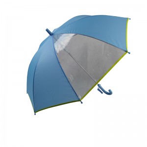 et panel se gennem blå reklamer for paraplyer