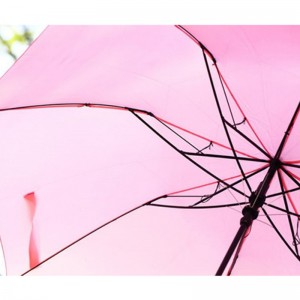 2019 Auto åben Gul duck træhåndtag krog 2 foldbar paraply