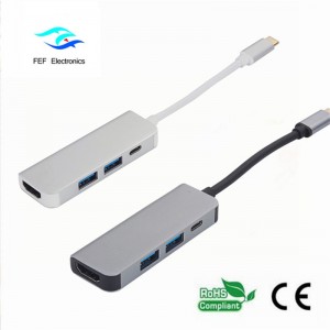 USB Type c / HDMI hun + 2 * USB3.0 Kvinde + SD + TF Konverteringskode: FEF-USBIC-022