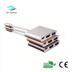 USB type c til usb3.0 kvindelig + HDMI kvindelig + PD konverter metal kasse FEF-USBIC-005A