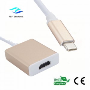 USB type c til usb3.0 kvindelig + HDMI kvindelig + PD konverter metal kasse FEF-USBIC-005A
