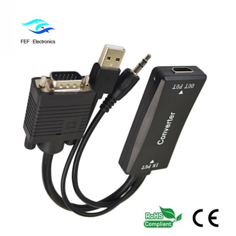 VGA han til HDMI hun + Audio + USB strømforsyningskode: FEF-HIC-011