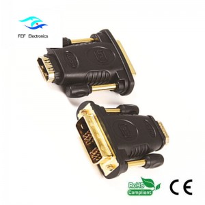 DVI (24 + 1) han til HDMI hunadapter guld / nikkel Kode: FEF-HD-005