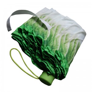 Digital print kål grøntsagsparaply speciel unik regnparaply 3 fold manuel åben paraply