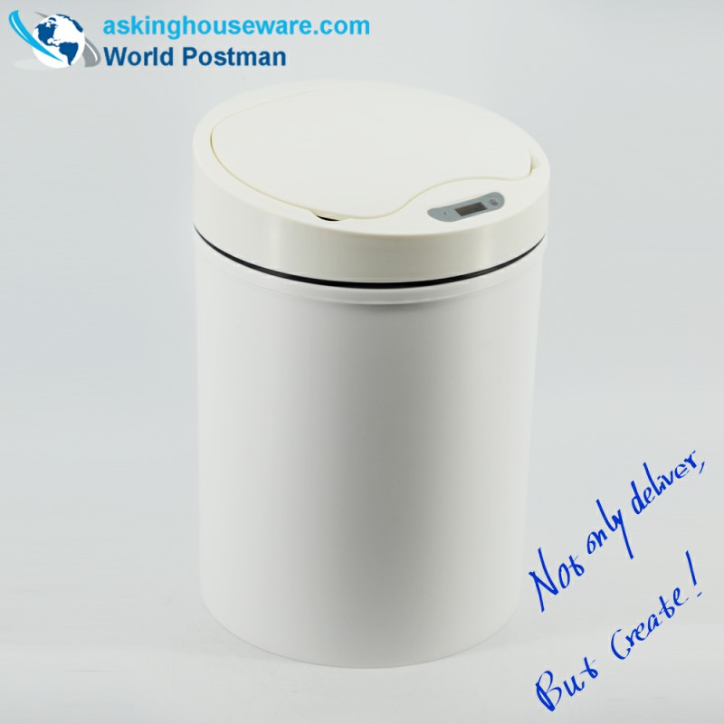 AKbrand husholdnings automatisk induktiv affaldsbeholder med elektrisk oplader, iskremet hvid, 15 liter
