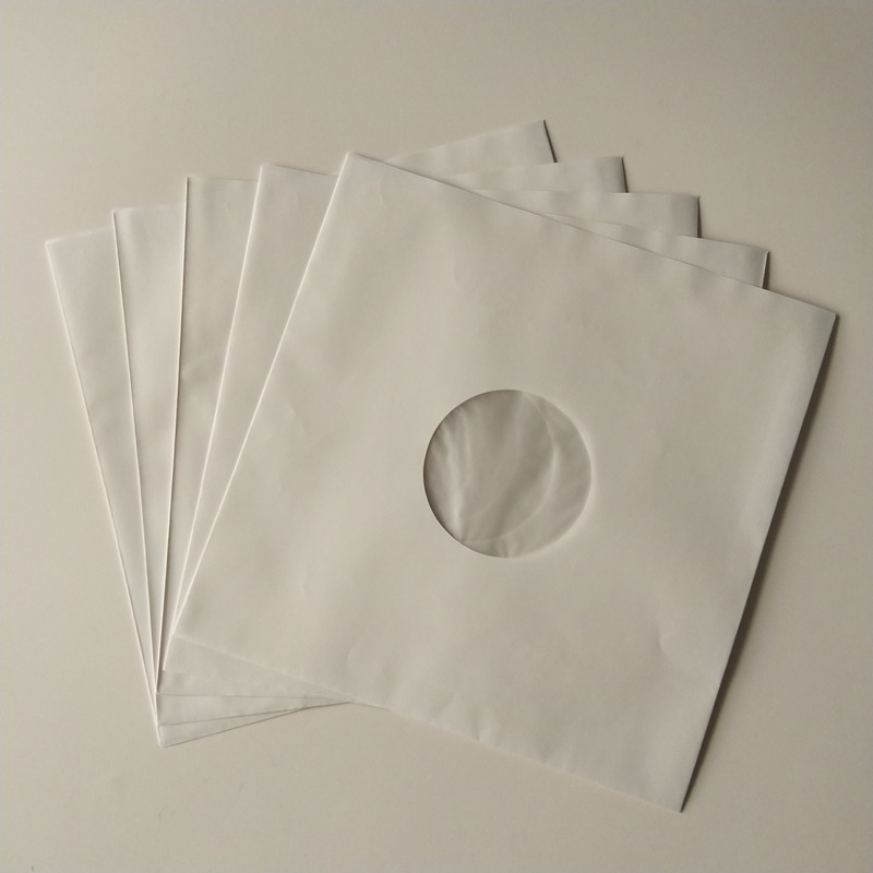 33 RPM White Kraft Paper Record Indvendige ærmer polylineret med hul til 12 Vinyl Record