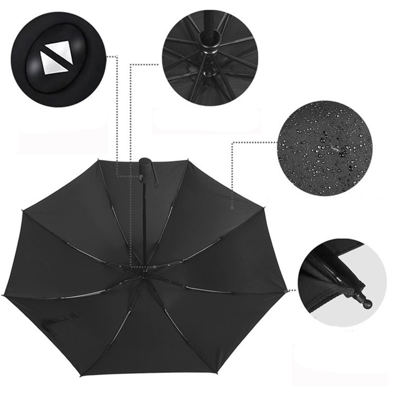 8 ribben paraply hydrofob belægning cutom Vandtæt 3 foldet AOAC omvendt regn paraply
