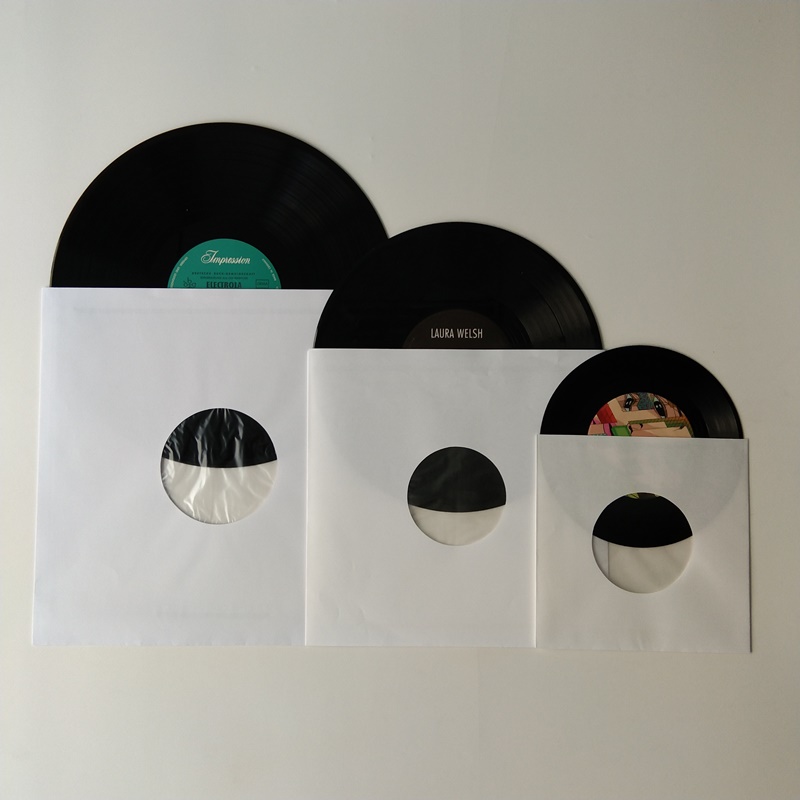 33RPM White Paper Record Indvendige ærmer polylineret med hul til 12 Vinyl Record