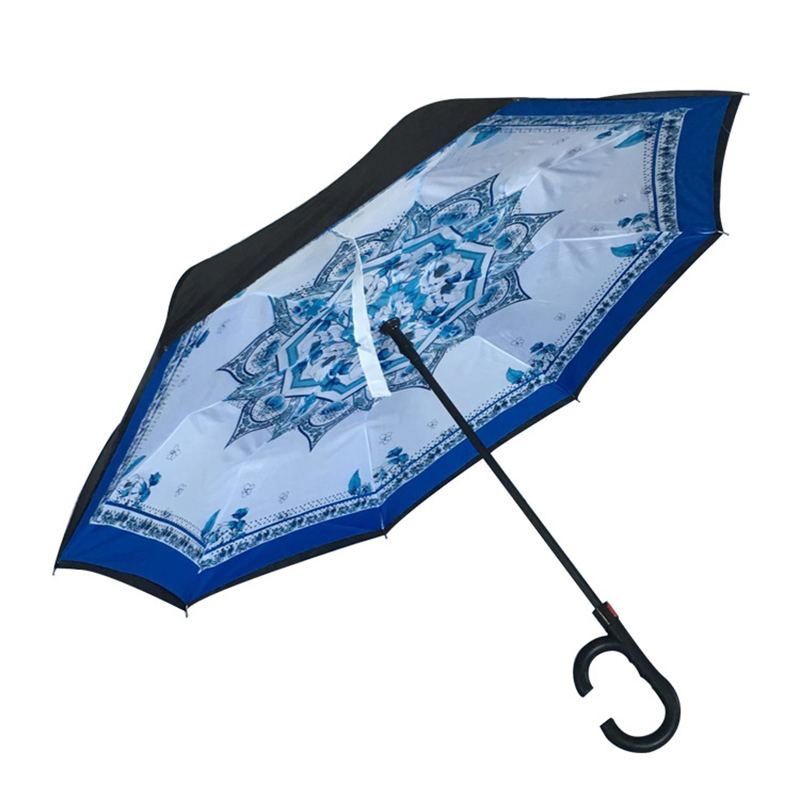 2019 Marketing gaver Auto åben manul luk brugerdefineret udskrivning speciel regnvendt vindtæt inverteret paraply