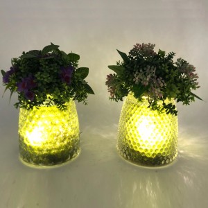 LED-glasplade Dekorative kunstige sukkulente planter med klodevisvase