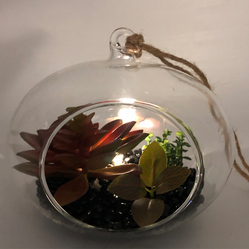 LED-glasplade Dekorative kunstige sukkulente planter med klodevisvase