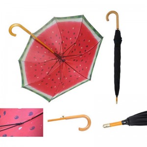 Træskaft og træhåndtag dobbelt stof tilpasset print paraply