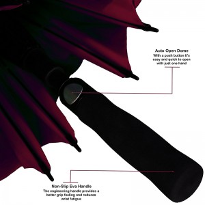 Promo vindtæt dobbeltlag Auto åben golfparaply med logo tilpasset skulder ærme