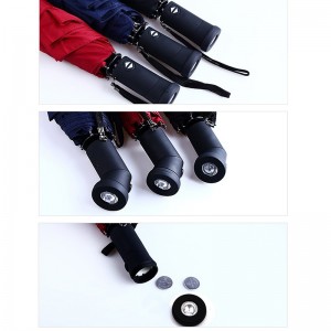 2019 Regnfuld stærk vandtæt engros 3-fold paraply med led fakkel