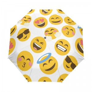 Vidunderlig billigere brugerdefineret udskrivning Emoji fuld automatisk paraply 3 foldning