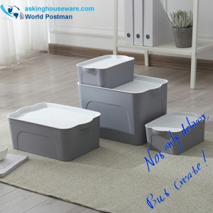 Multifunktionel plastboks med låg, klar opbevaringsbeholder 5 i 1