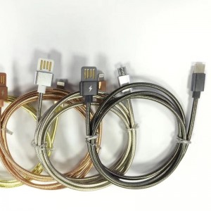 Dual Face USB 2.0 Metal Tube-kabel Opladning Rundt aluminiumshus Micro til USB 2.0-datakabel