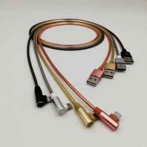 USB 2.0 metalrørkabel Opladning Rundt aluminiumshus USB-kabel til mikro USB, Type C, iPhone lynopladning og synkronisering