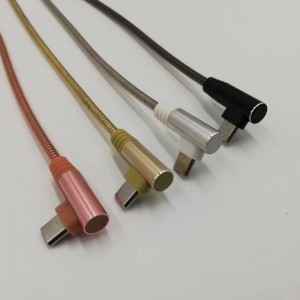 USB 2.0 metalrørkabel Opladning Rundt aluminiumshus USB-kabel til mikro USB, Type C, iPhone lynopladning og synkronisering