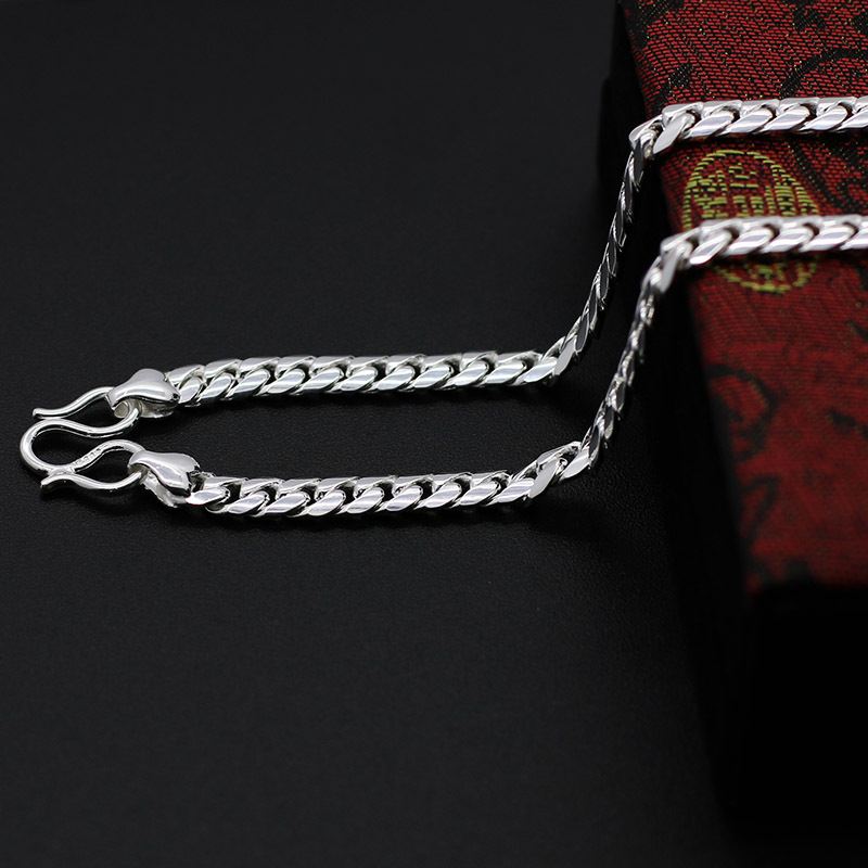990 sølv halskæde enkelt spænde dobbelt side nederdel halskæde europæiske og amerikanske mænds smykker tilbehør