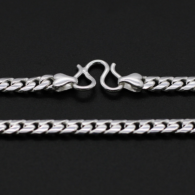 990 sølv halskæde enkelt spænde dobbelt side nederdel halskæde europæiske og amerikanske mænds smykker tilbehør