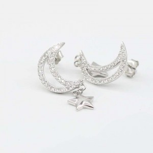 S925 Car Flower Tremella Ornament Star Moon Embedded Zircon Fashion Øreringe