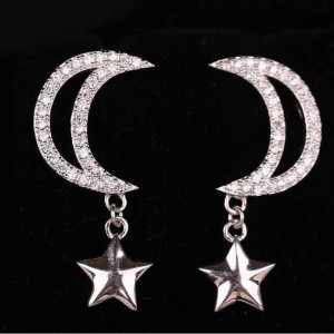 S925 Car Flower Tremella Ornament Star Moon Embedded Zircon Fashion Øreringe