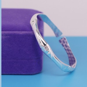 S999 klassisk enkel fod sølv bambus knot print Armbånd udsøgte udskårne mønster åben armbånd