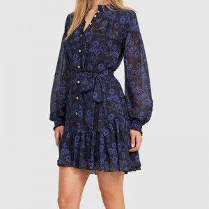 Ny mini-kjole med lange ærmer til kvinder