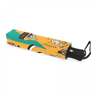 Vindtæt brugerdefineret udskrivning pongee stof 2 sektions glasfiber ribben automatisk 3 foldbar paraply