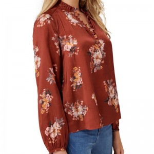 Ny blomstermotiver bluse med langærmet damer