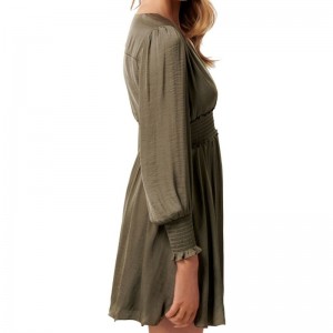 Hot sælge khaki langærmet kvinders mini kjole