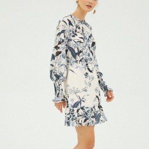 2022 Vanilla Langærmet Mini Print Kjole til Lady