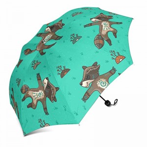 Kina producent let plast håndtag auto åben brugerdefineret tegneserie trykt 3 foldbar paraply