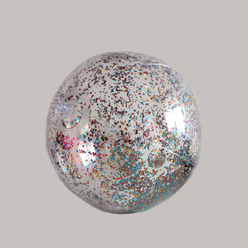 Oppustelig gennemsigtig glitter / fjer Beach Ball