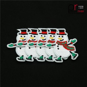 Julen snemand med grønne dragter broderet patch